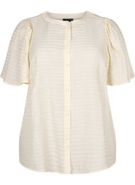 Strukturmønstret skjortebluse i lyocell, Antique White