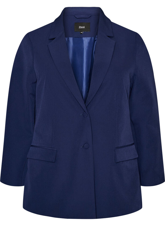 Klassisk blazer med knappelukking, Bl&aring;, Packshot image number 0