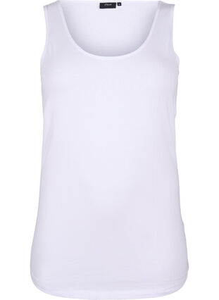 Ensfarget basic topp i bomull, Bright White, Packshot image number 0