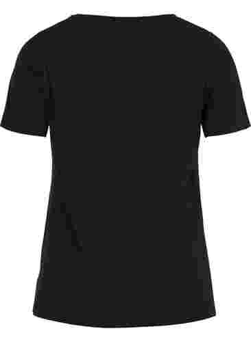 Ensfarget basis T-skjorte i bomull, Black, Packshot image number 1