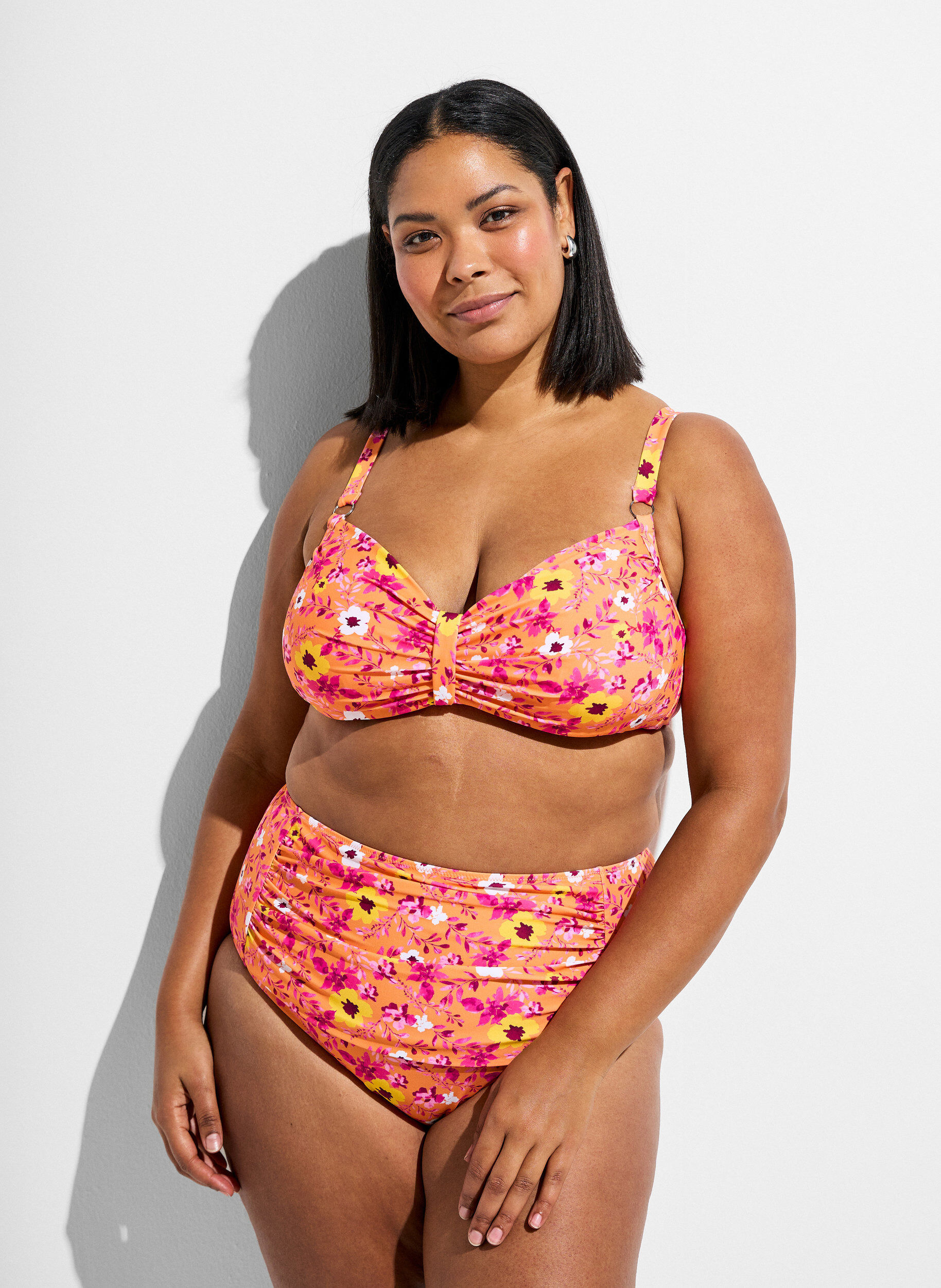 ZizziBikinioverdel med b&oslash;yle og m&oslash;nster, Orange, Model image number 1