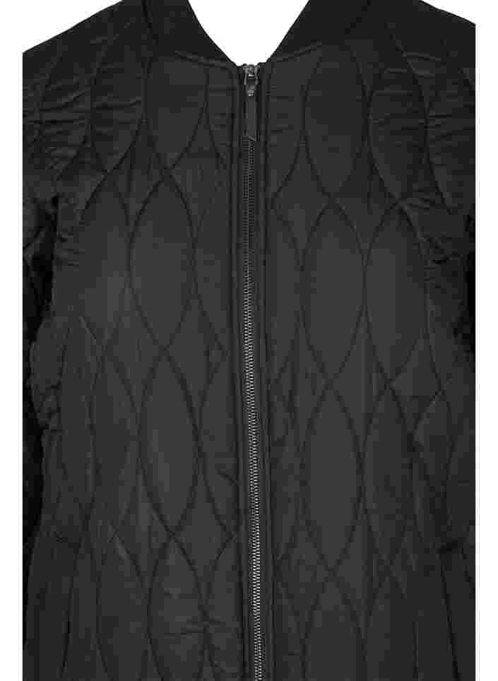 Quiltet termojakke med glidelås og lommer, Black, Packshot image number 2
