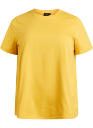 Basic T-skjorte i bomull med rund hals, Beeswax