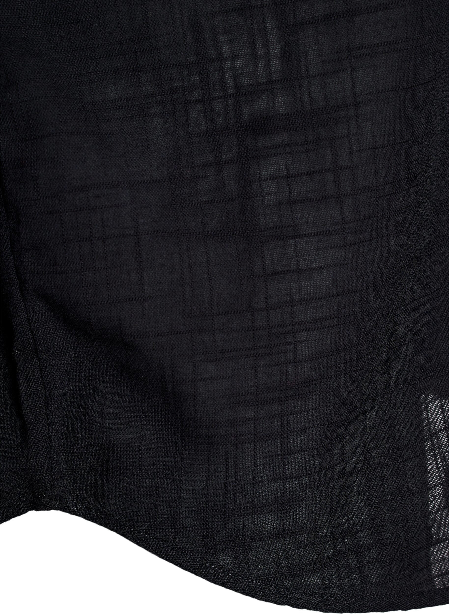 Zizzi L&oslash;s bluse med cap-ermer, Svart, Packshot image number 3