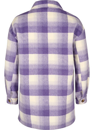 Rutete skjortejakke med knapper og lommer, Purple Check, Packshot image number 1