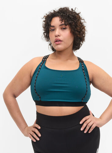 Sports-BH med mesh på ryggen, Deep Teal, Model image number 0