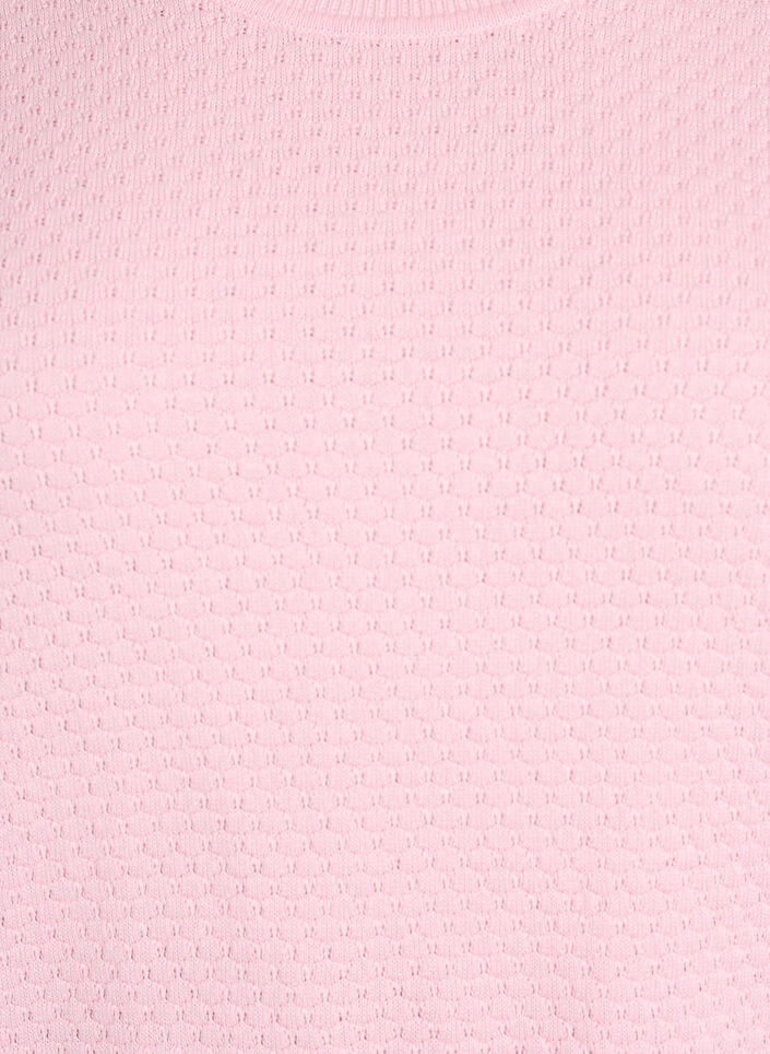 Strikkebluse i bomull med strukturmønster, Rosa, Packshot image number 2
