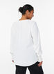 Bluse med smockmansjetter og V-hals, Vanilje, Model image number 2