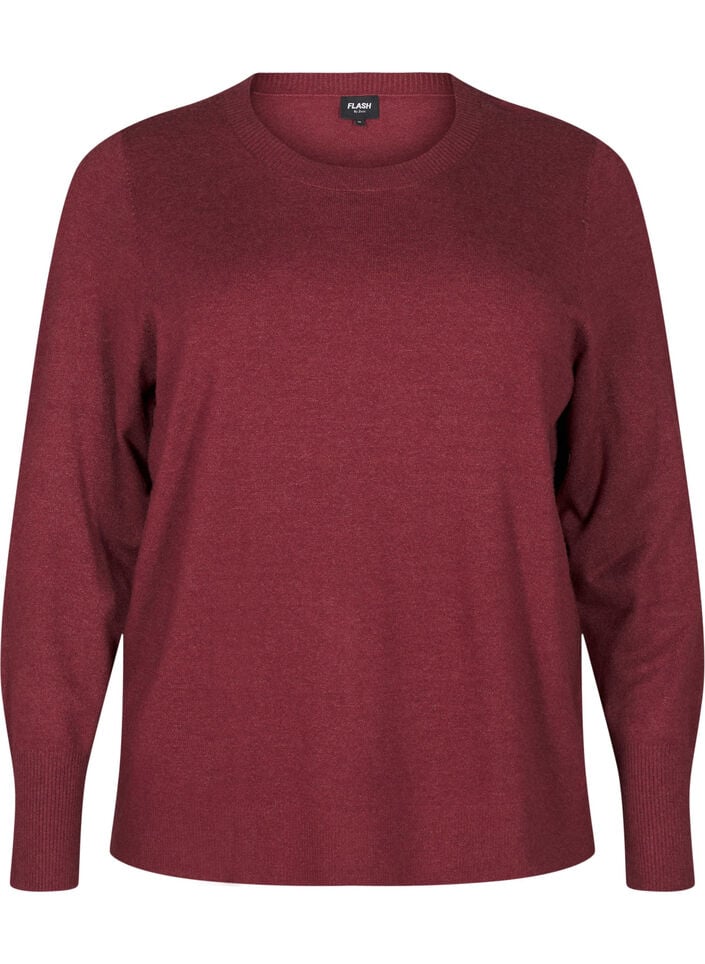 FLASH – strikket bluse med rund hals, Rød, Packshot image number 0