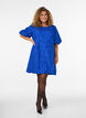Jacquard kjole med puffermer og A-linje, Bl&aring;, Model image number 1