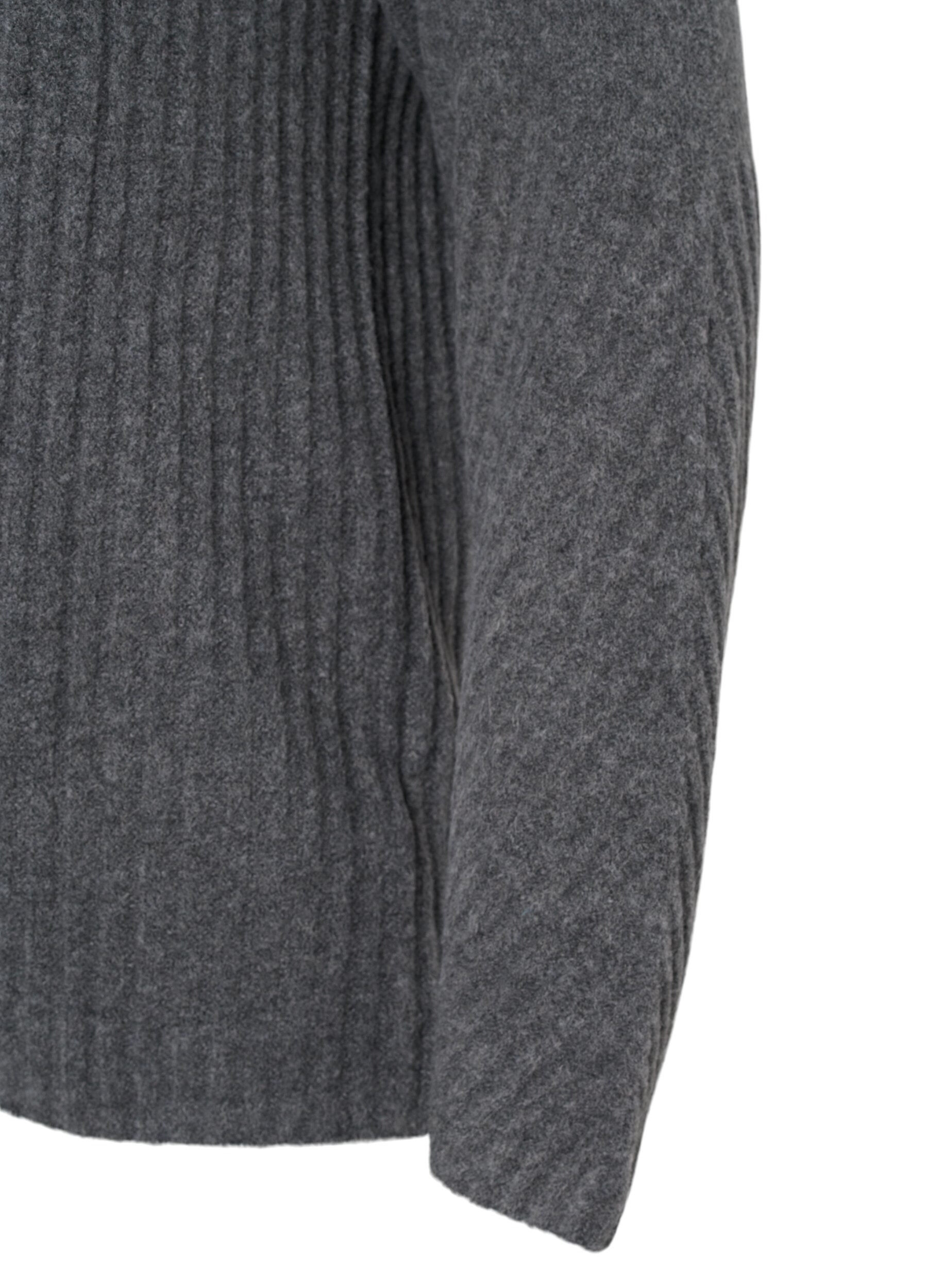 Zizzi Genser med turtleneck og ribbestrikket struktur	, Dark Grey Melange, Packshot image number 2