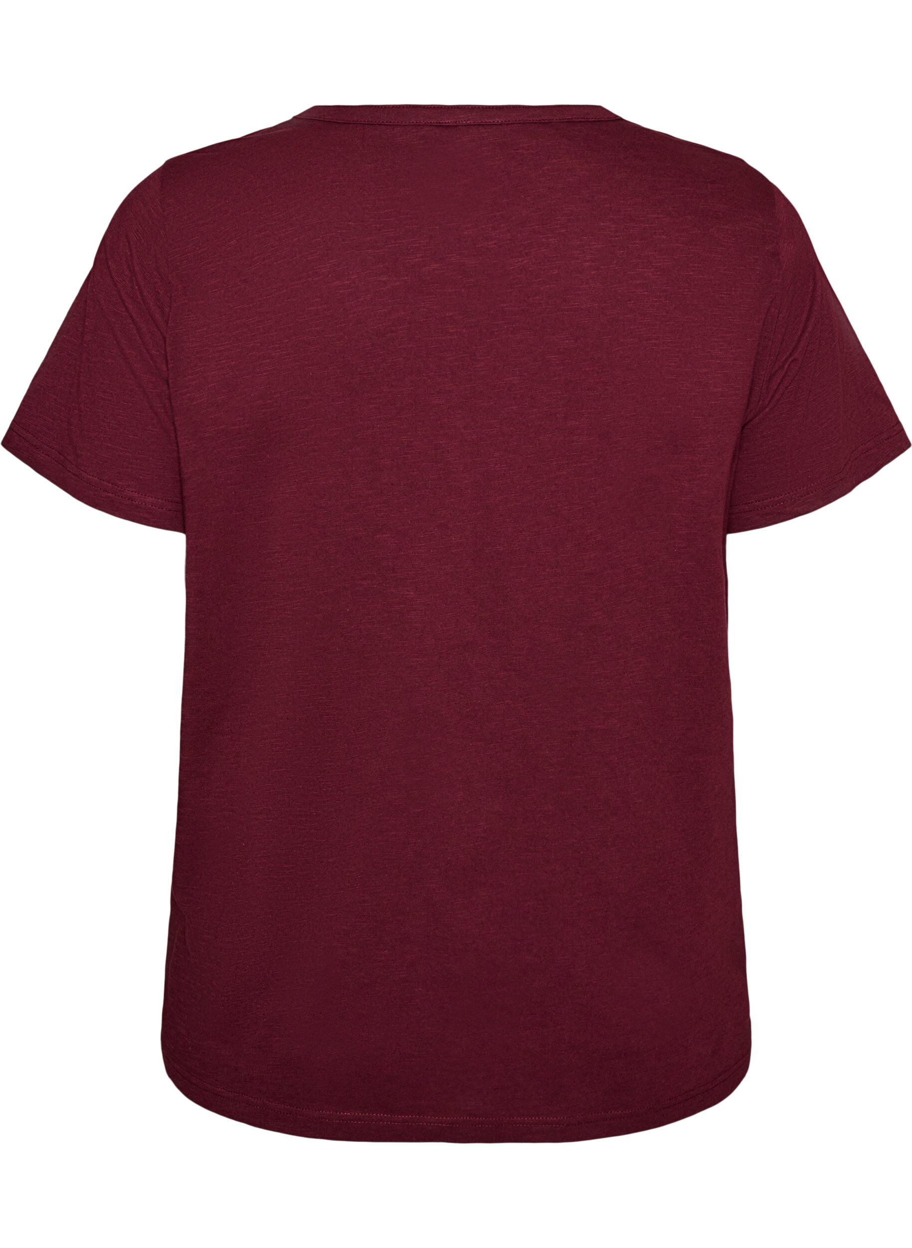 ZizziT-skjorte med knappdetalj, M&oslash;rk Bordeaux, Packshot image number 1