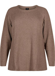 Melert-genser med splitt i siden, Walnut/White Mel.
