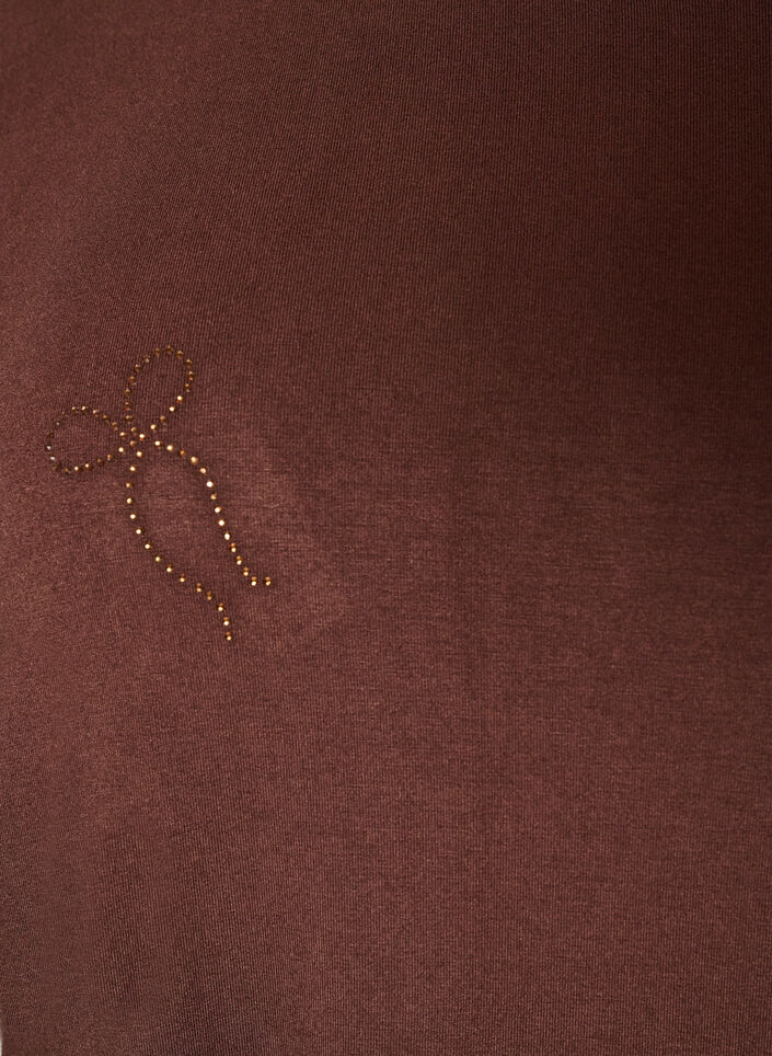 T-skjorte i viskose med rhinsteiner, Brun, Packshot image number 2