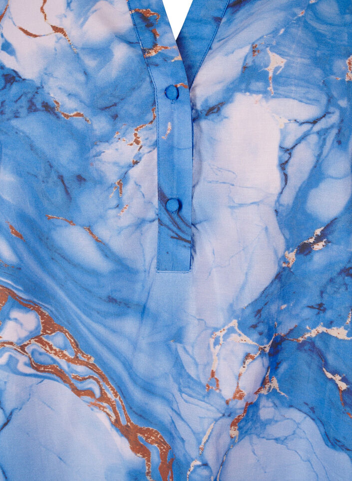 Skjortekjole i viskose med marmortrykk, Palace Blue AOP, Packshot image number 2