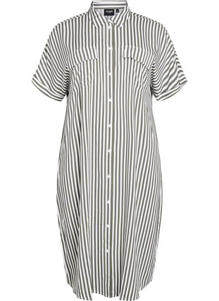 Zizzi FLASH - Lang skjortekjole med korte ermer, Grønn, Packshot image number 0