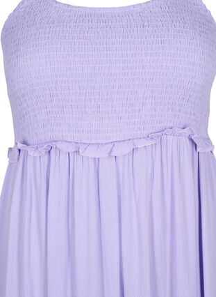 Midikjole i viskose med smock, Lavender, Packshot image number 2