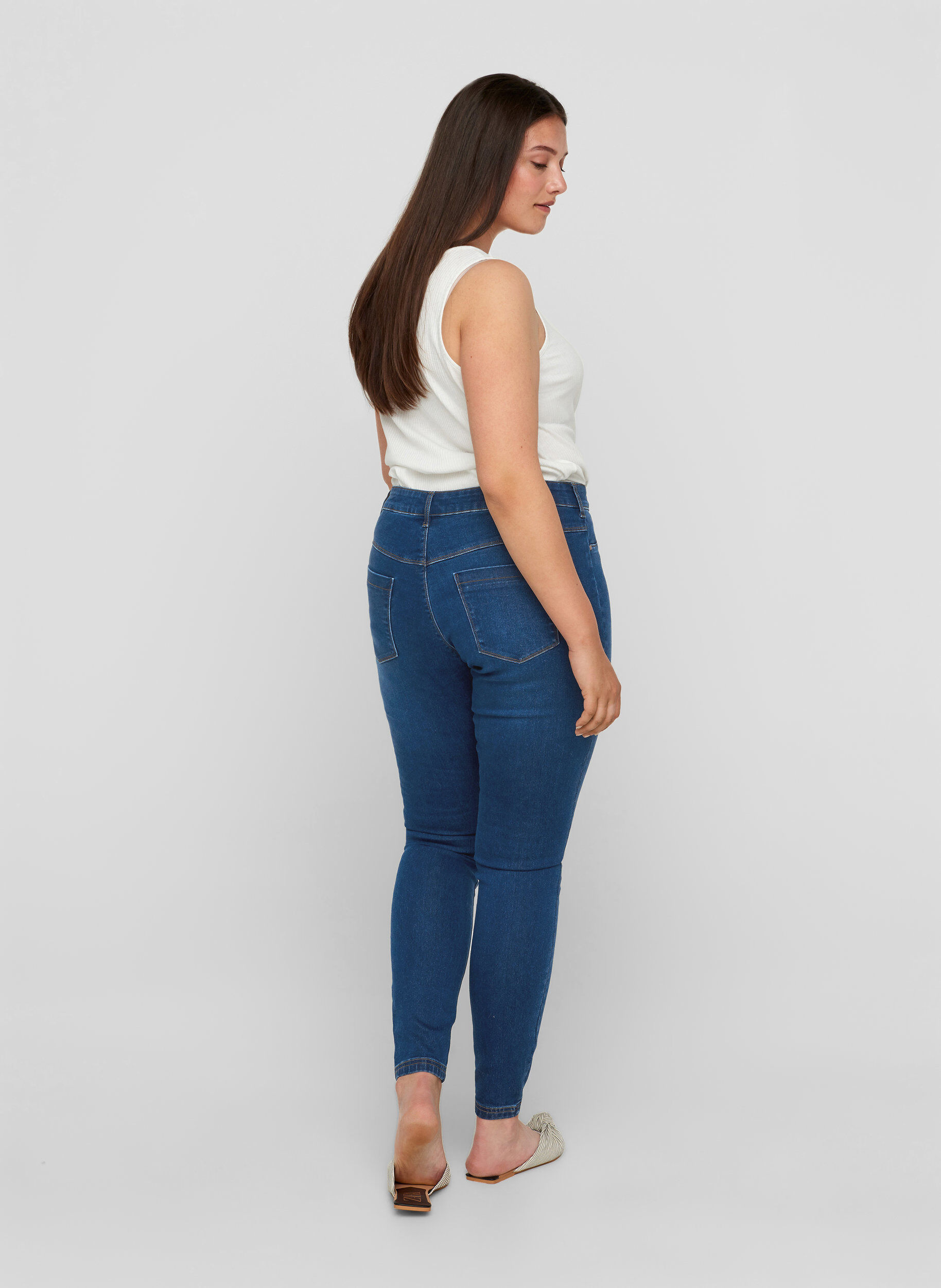 Zizzi Jeggings i bomullsmiks, Blue denim, Model image number 1