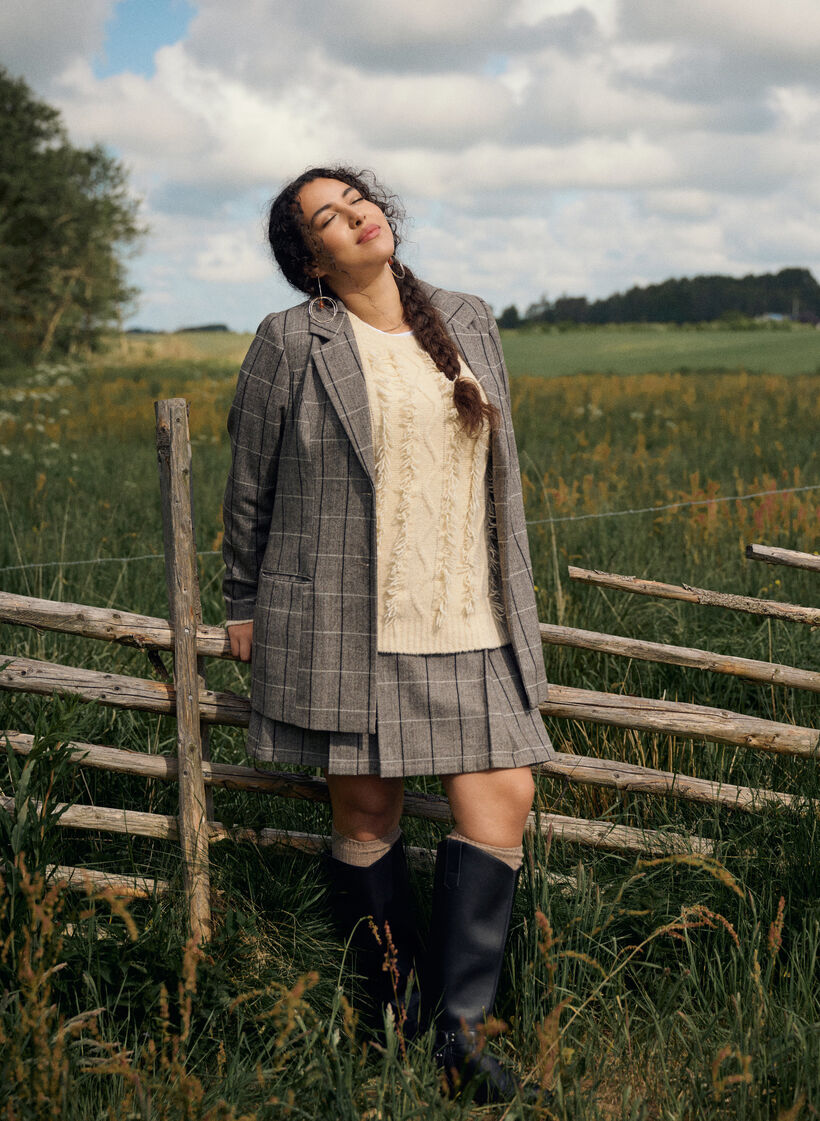 Rutete skjørt, Dark Grey Check, Image