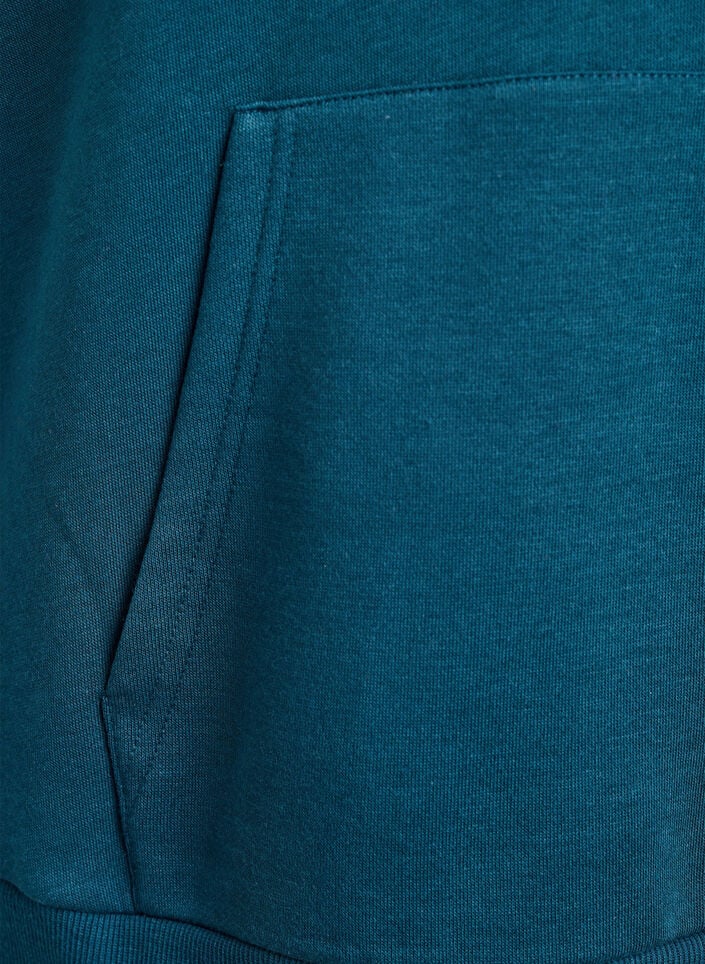 Hettegenser med brodert motiv foran, Gr&oslash;nn, Packshot