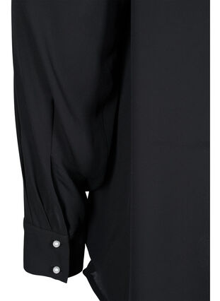 Langermet bluse med høy hals, Black, Packshot image number 3
