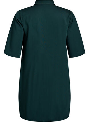 Zizzi Kort skjortekjole med 3/4 ermer, Grønn, Packshot image number 1