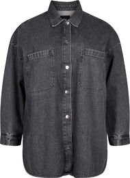 Løstsittende denimjakke med knapper, Grey Denim