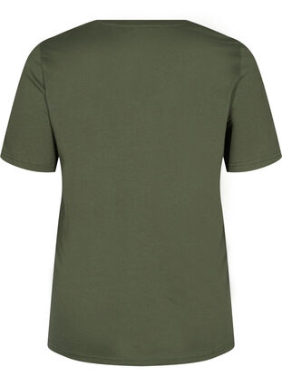 T-skjorte i organisk bomull med V-hals, Thyme, Packshot image number 1