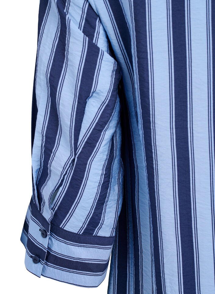 Kort kjole med krage og brystlomme, Bl&aring;, Packshot image number 3