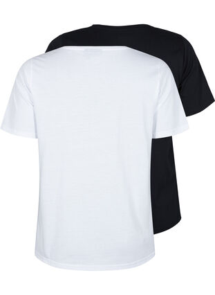 FLASH - T-skjorter med V-hals, 2 stk., White/Black, Packshot image number 1