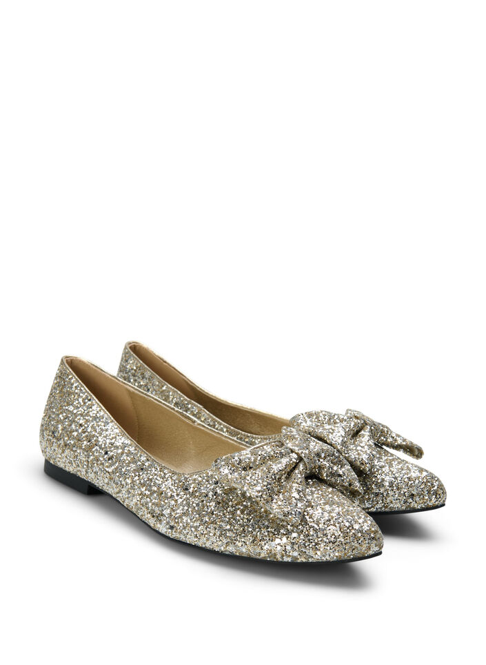 Glitterballerina med vid passform og sløyfe, Gold Glitter, Packshot image number 1