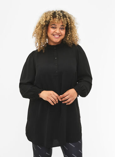 Tunika med vaffelsøm, Black, Model image number 0