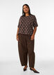 Kortermet strikkebluse med prikker, Brun, Model image number 1