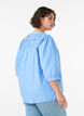 Bluse med smock og 3/4 ermer, Bl&aring;, Model image number 2