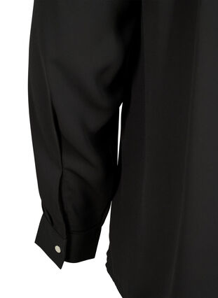 Bluse med lange ermer og rynker på ryggen, Black, Packshot image number 3
