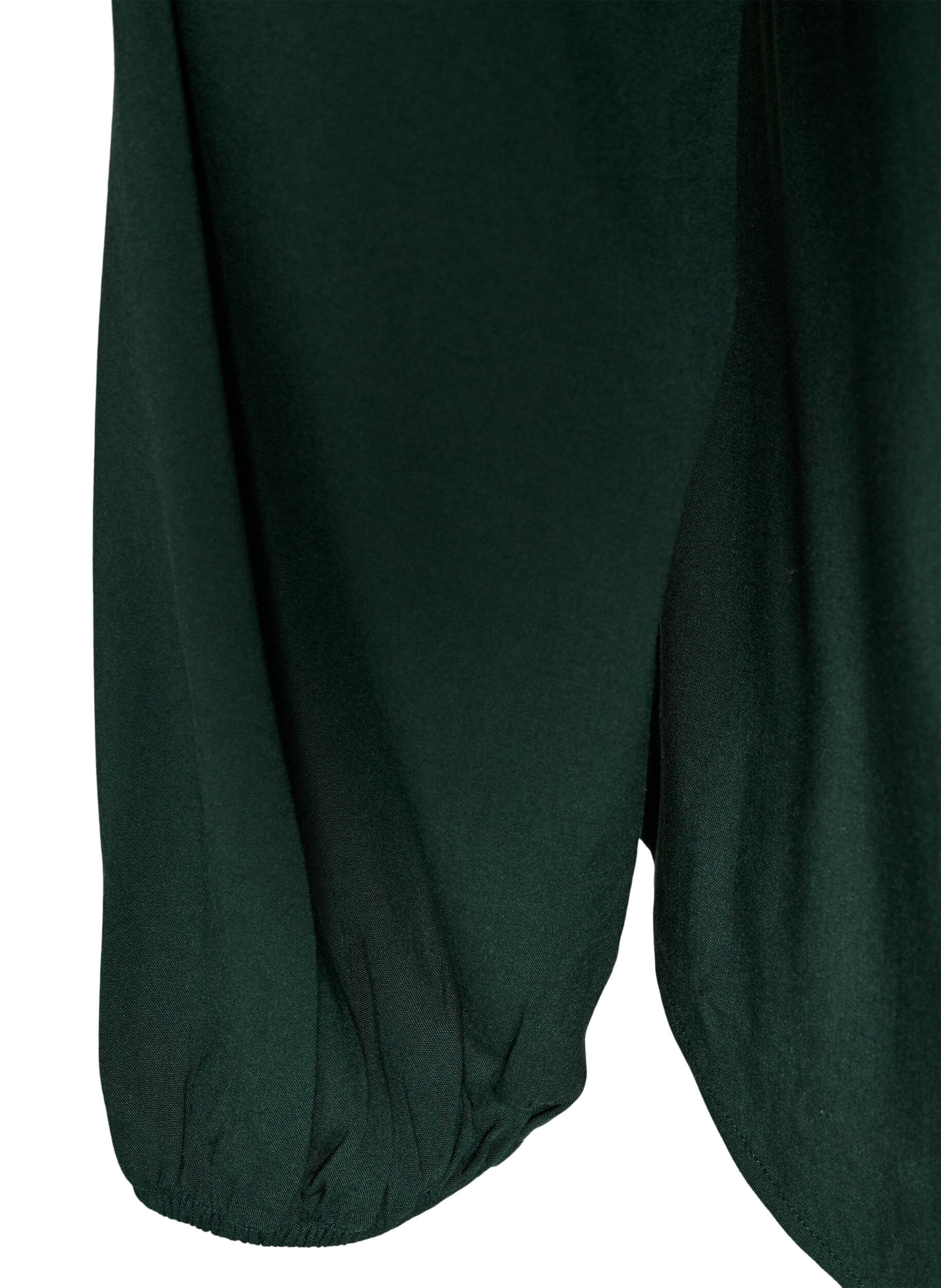 ZizziViskosebluse med V-hals og avrundet fold, Gr&oslash;nn, Packshot image number 3