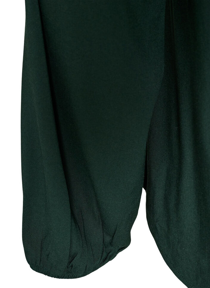 Viskosebluse med V-hals og avrundet fold, Gr&oslash;nn, Packshot image number 3