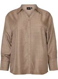 Loose fit skjorte med V-hals, Brun