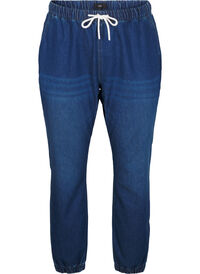 Joggebukse i denim med lommer, Blå Joggebukse i denim med lommer