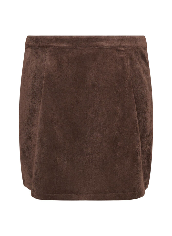 Kort cordfl&oslash;yelskj&oslash;rt med trykknapper, Brun, Packshot image number 1