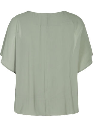 Kort bluse med løse mesh ermer, Agave Green, Packshot image number 1
