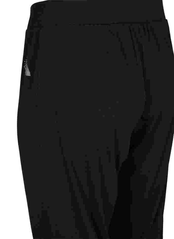 Løse bukser i ribbet materiale, Black, Packshot image number 3