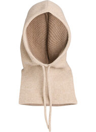 Strikket balaclava med snorer, Silver Mink