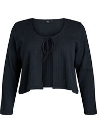 Jersey cardigan med tekstur og knyting foran, Black