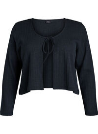Jersey cardigan med tekstur og knyting foran, Svart Jersey cardigan med tekstur og knyting foran