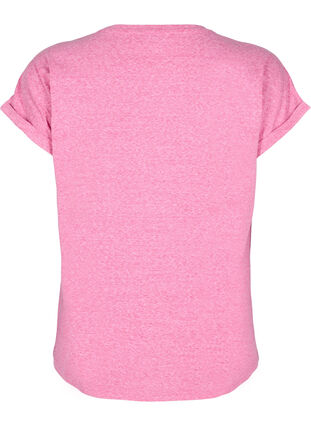 Zizzi Melert T-skjorte med korte ermer, Rosa, Packshot image number 1