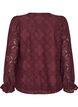 Langermet bluse med blondem&oslash;nster, M&oslash;rk Bordeaux, Packshot image number 1