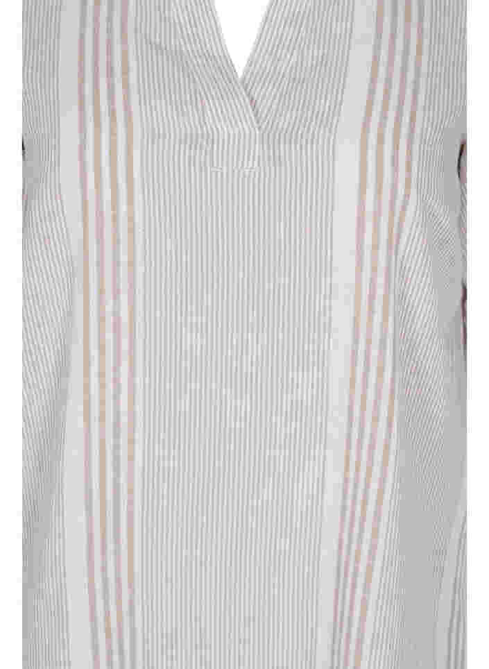 Kjole med V-hals og krage, White Taupe Stripe, Packshot image number 2