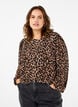 Bluse med lange ermer og leopardmønster, Brun, Model image number 0