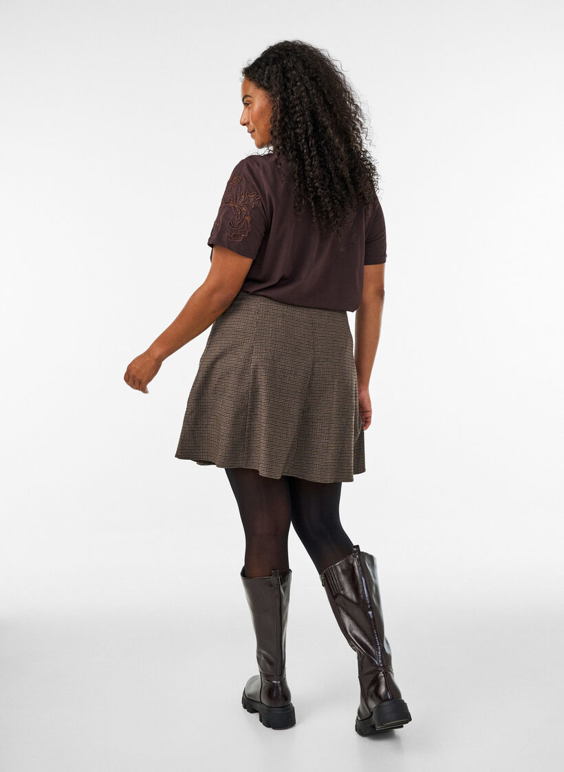 Liten A-line skj&oslash;rt, Brun, Model image number 2
